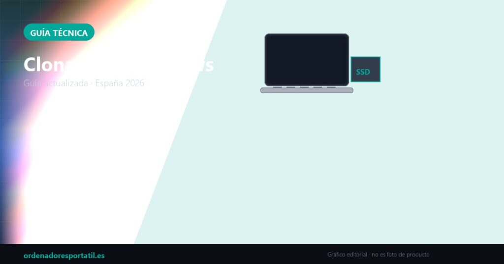 Clonar SSD Windows — imagen destacada (gráfico editorial, no es foto de producto)