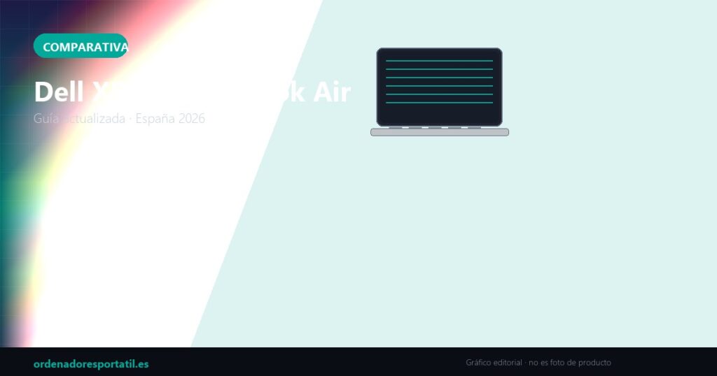 Dell XPS vs MacBook Air 2026 (gráfico editorial, no es foto de producto)