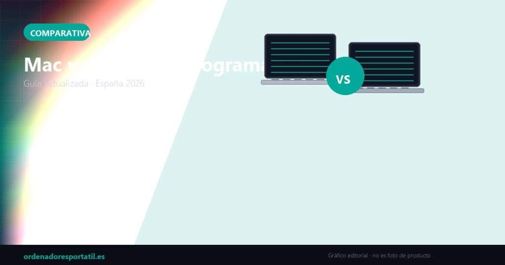 Mac vs Windows programar 2026 — imagen destacada (gráfico editorial, no es foto de producto)