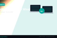 MacBook vs portatil Windows 2026 — imagen destacada (gráfico editorial, no es foto de producto)