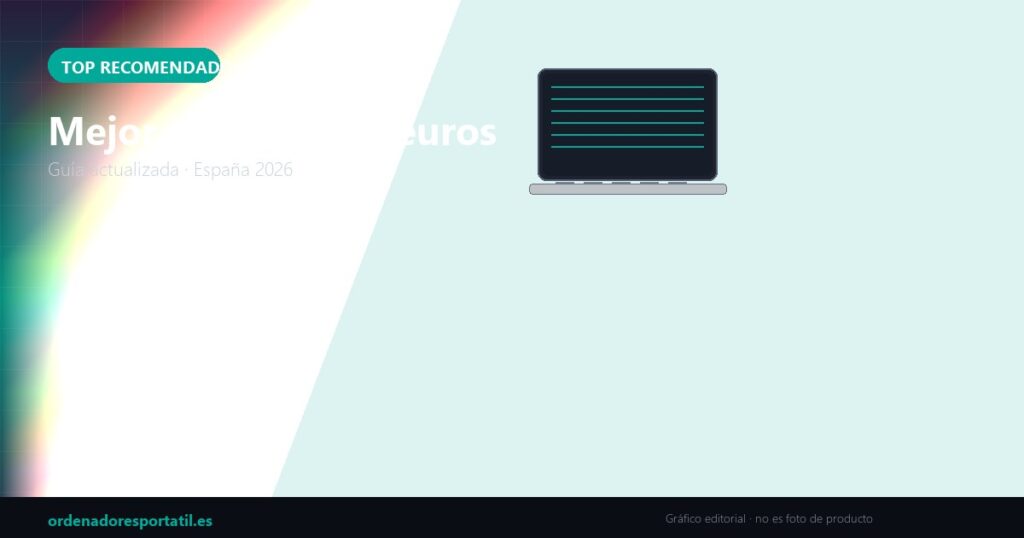 Mejor portátil 600 euros 2026 (gráfico editorial, no es foto de producto)