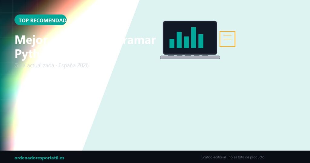 Mejor portátil programar Python 2026 — imagen destacada (gráfico editorial, no es foto de producto)