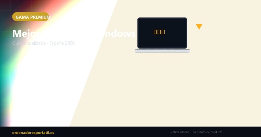 Mejor ultrabook Windows 2026 — imagen destacada (gráfico editorial, no es foto de producto)
