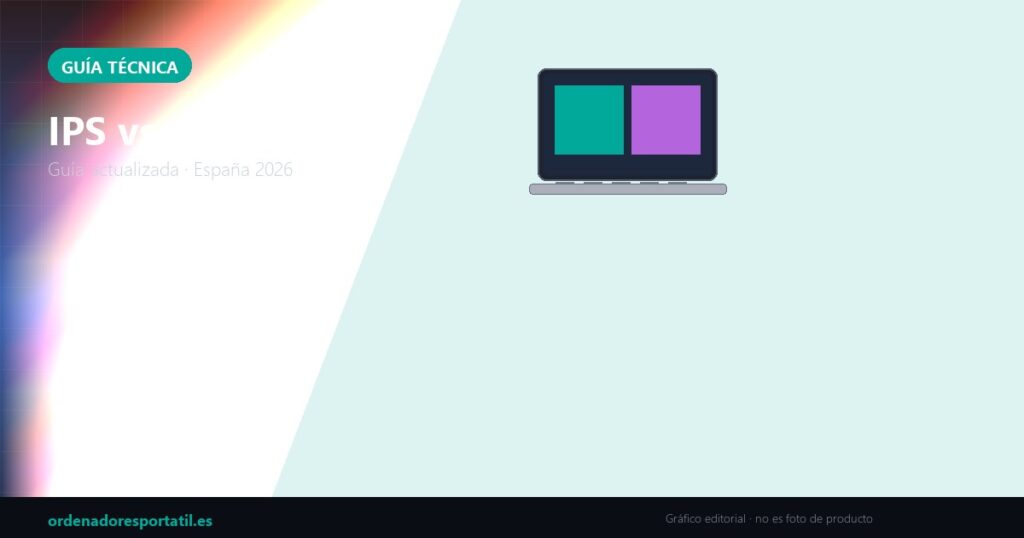 IPS vs OLED — imagen destacada (gráfico editorial, no es foto de producto)