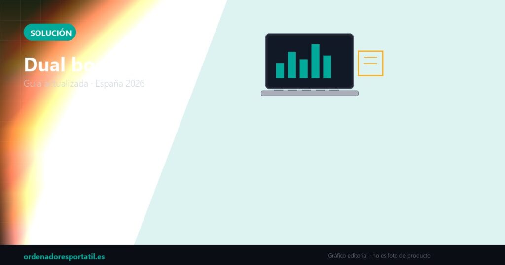 Dual boot Linux — imagen destacada (gráfico editorial, no es foto de producto)