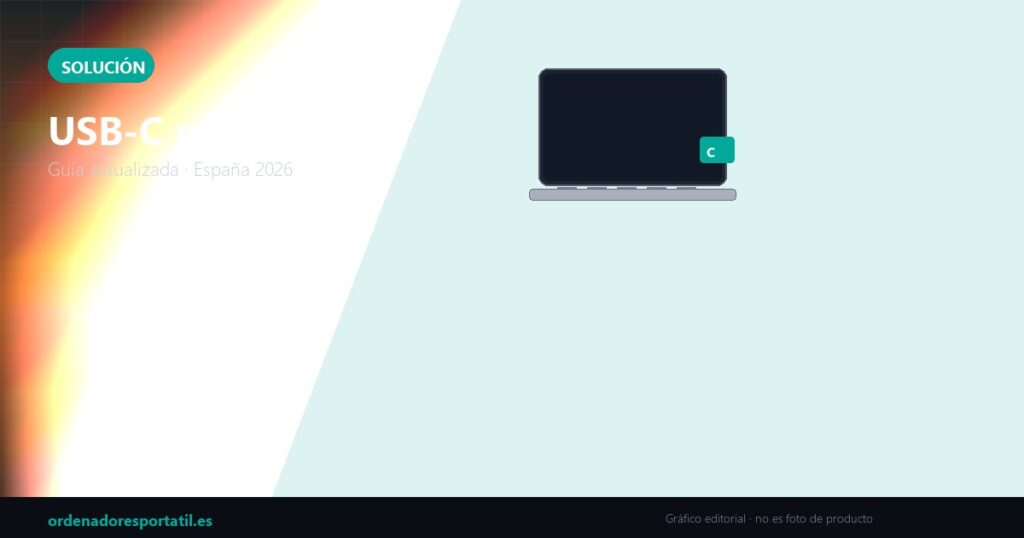 USB-C no carga — imagen destacada (gráfico editorial, no es foto de producto)