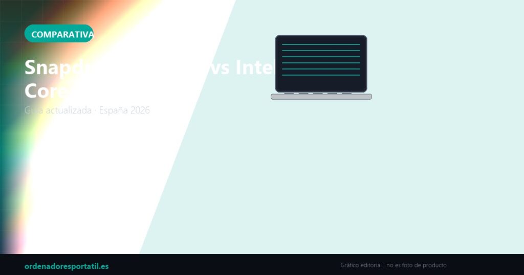 Snapdragon X Elite vs Intel Core Ultra (gráfico editorial, no es foto de producto)