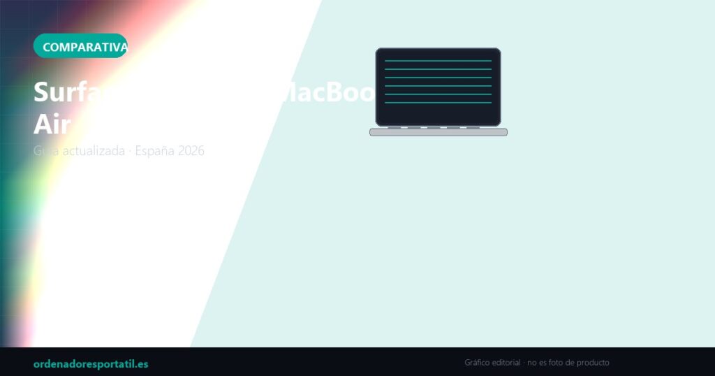 Surface Laptop vs MacBook Air (gráfico editorial, no es foto de producto)