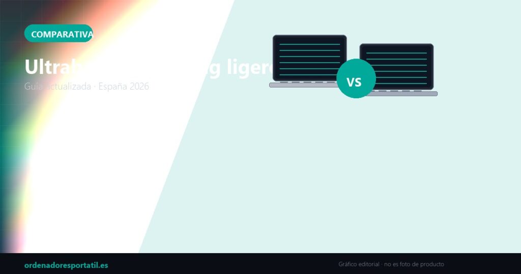 Ultrabook vs gaming ligero — imagen destacada (gráfico editorial, no es foto de producto)