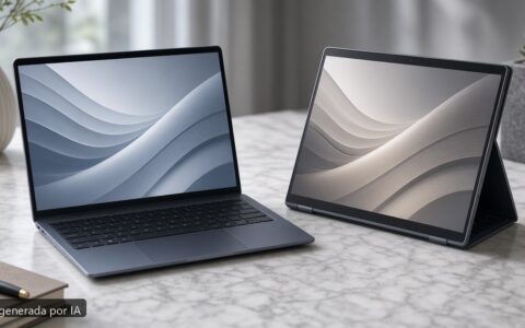 ASUS Zenbook vs Lenovo Yoga 2026 — escena fotográfica realista, imagen generada por IA