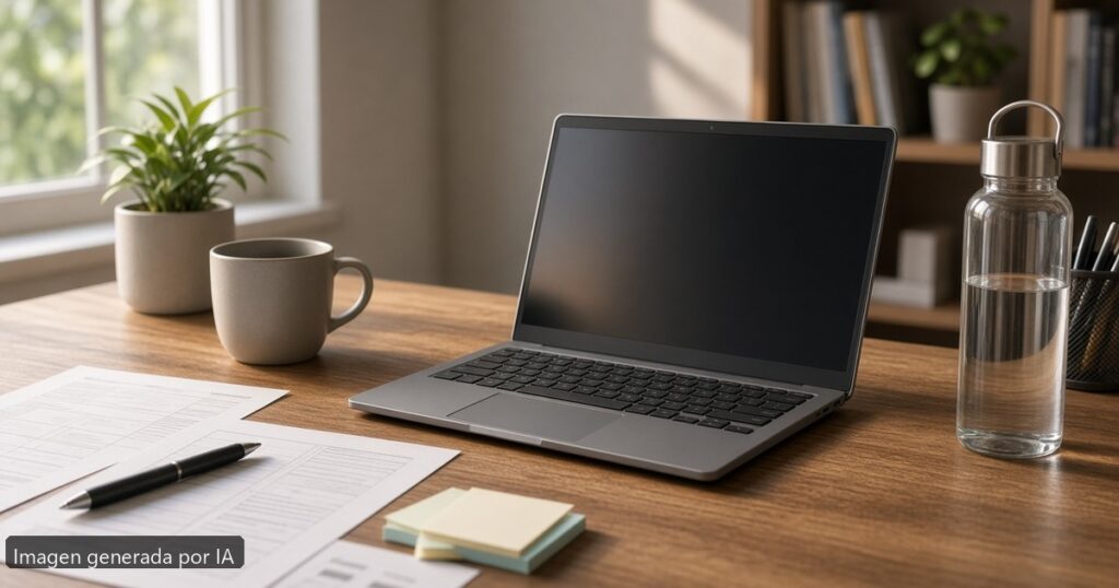 Chromebook para oposiciones 2026 — escena fotográfica realista, imagen generada por IA