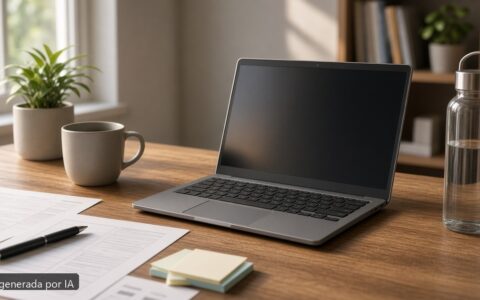 Chromebook para oposiciones 2026 — escena fotográfica realista, imagen generada por IA