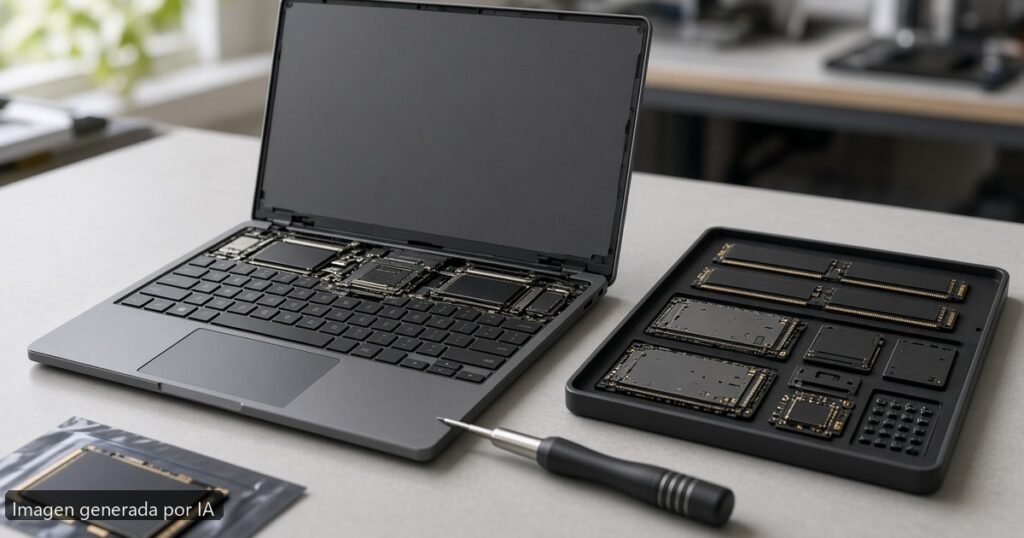 Framework Laptop vale la pena en España — escena fotográfica realista, imagen generada por IA