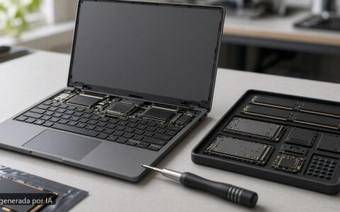 Framework Laptop vale la pena en España — escena fotográfica realista, imagen generada por IA