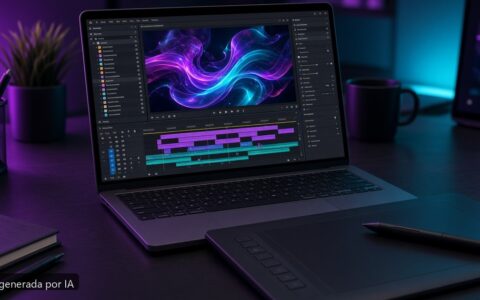 Estación creativa con portátil y tableta gráfica — imagen generada por IA