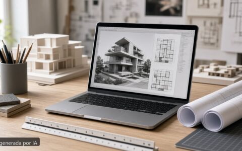 Mejor portátil arquitectura estudiante 2026 — escena fotográfica realista, imagen generada por IA
