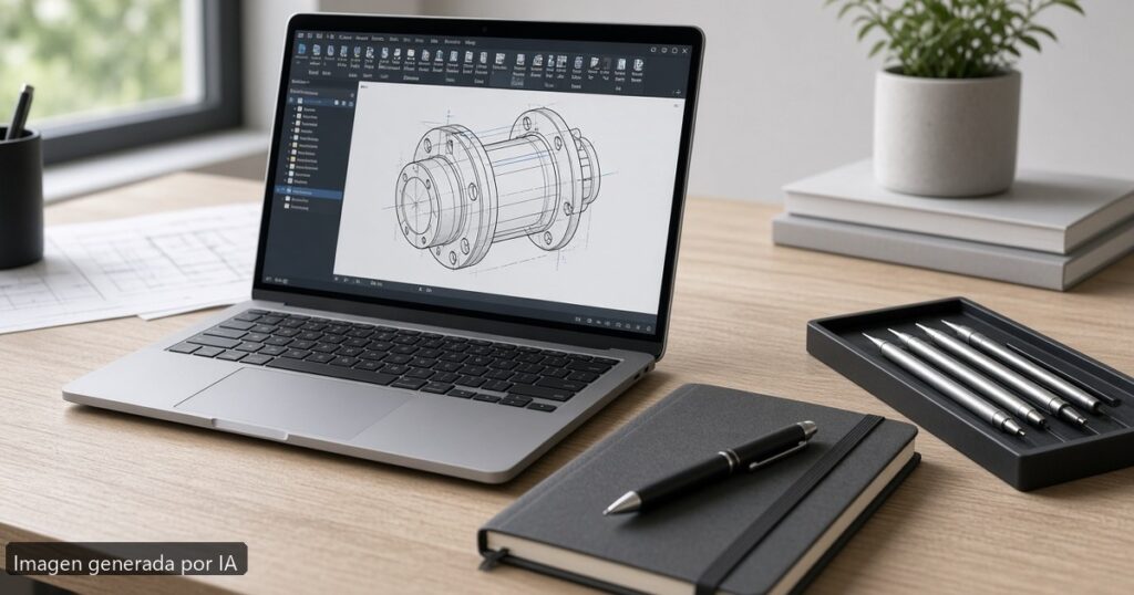 Mejor portátil AutoCAD ligero 2026 — escena fotográfica realista, imagen generada por IA