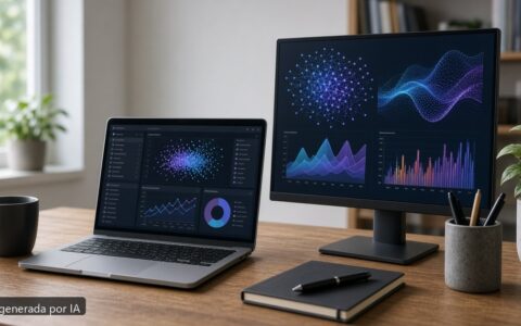 Mejor portátil data science 2026 — escena fotográfica realista, imagen generada por IA