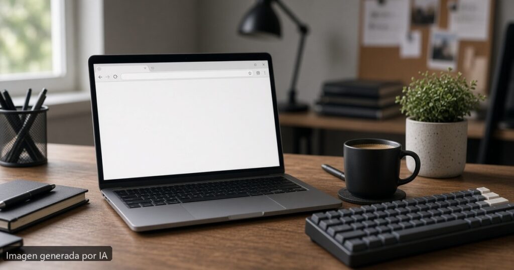 Mejor portátil desarrollo web 2026 — escena fotográfica realista, imagen generada por IA