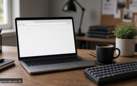 Mejor portátil desarrollo web 2026 — escena fotográfica realista, imagen generada por IA