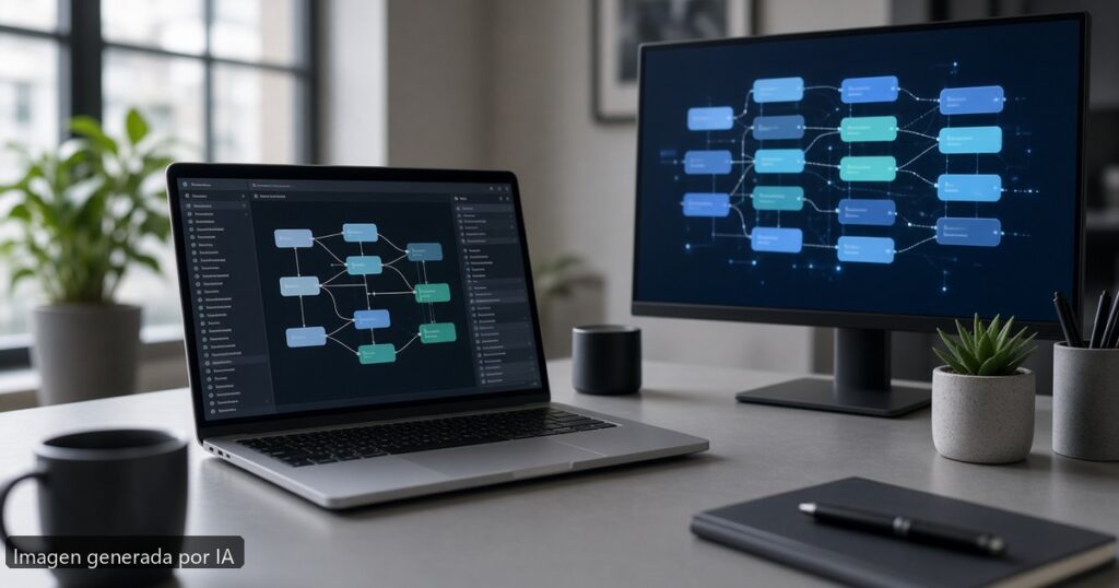 Mejor portátil DevOps Docker 2026 — escena fotográfica realista, imagen generada por IA