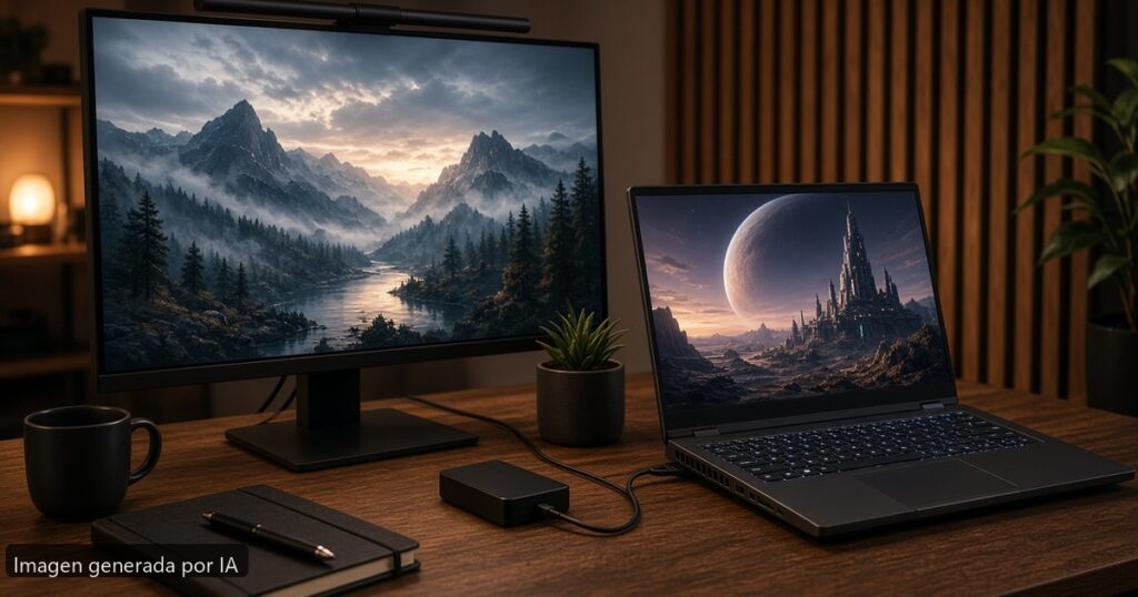 Mejor portátil gaming 1440p 2026 — escena fotográfica realista, imagen generada por IA