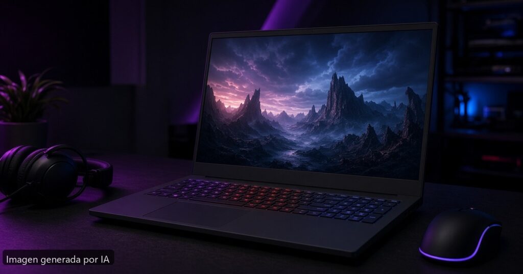 Mejor portátil gaming 17 pulgadas 2026 — escena fotográfica realista, imagen generada por IA