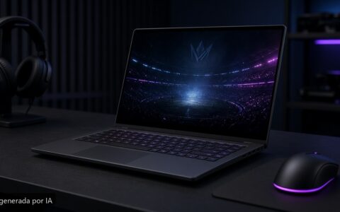 Mejor portátil gaming esports 2026 — escena fotográfica realista, imagen generada por IA