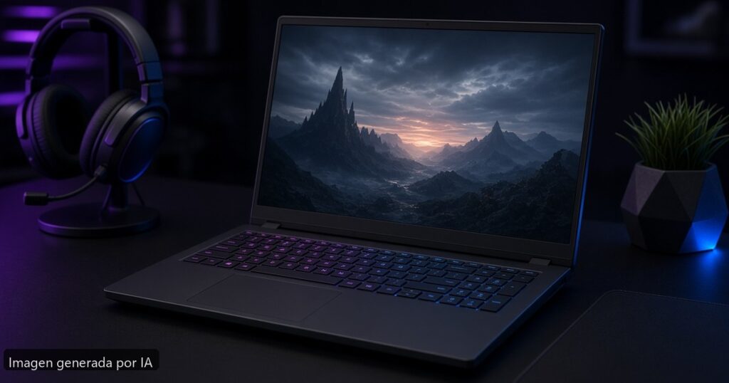 Mejor portátil gaming RTX 4060 vs 4070 — escena fotográfica realista, imagen generada por IA