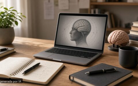 Mejor portátil grado psicología 2026 — escena fotográfica realista, imagen generada por IA
