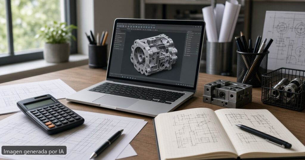 Mejor portátil ingeniería industrial 2026 — escena fotográfica realista, imagen generada por IA