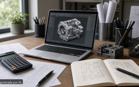 Mejor portátil ingeniería industrial 2026 — escena fotográfica realista, imagen generada por IA