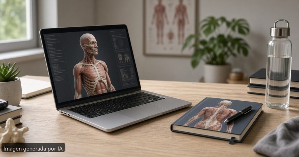 Mejor portátil medicina 2026 — escena fotográfica realista, imagen generada por IA