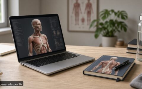 Mejor portátil medicina 2026 — escena fotográfica realista, imagen generada por IA