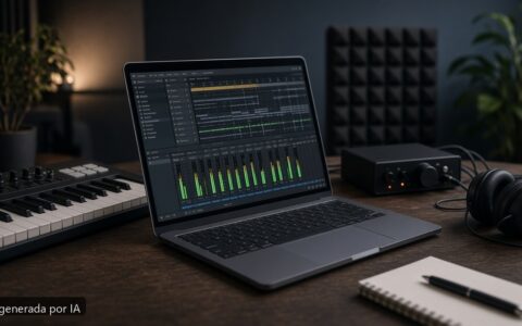 Mejor portátil música producción 2026 — escena fotográfica realista, imagen generada por IA