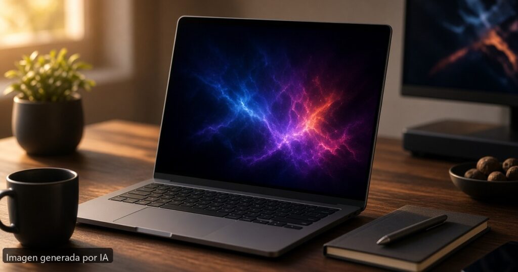 Mejor portátil OLED 2026 — escena fotográfica realista, imagen generada por IA