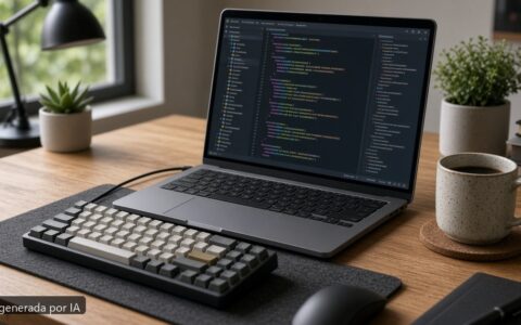 Mejor portátil para programar 2026 — escena fotográfica realista, imagen generada por IA