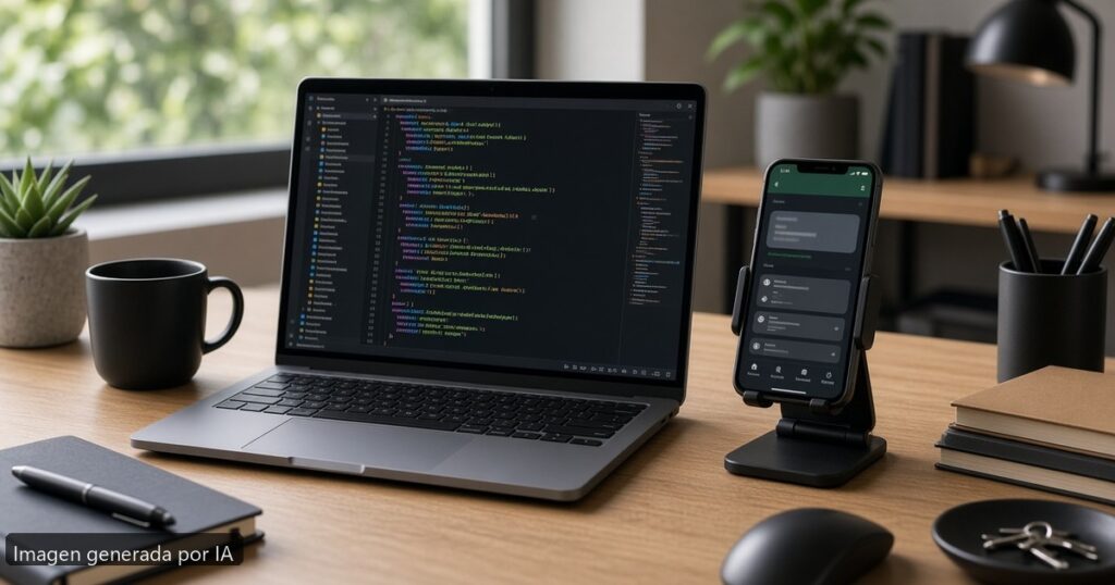 Mejor portátil Android 2026 — escena fotográfica realista, imagen generada por IA