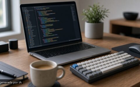 Mejor portátil para programar Golang 2026 — escena fotográfica realista, imagen generada por IA