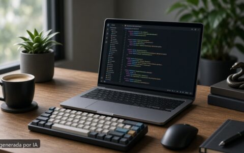 Mejor portátil programar Python 2026 — escena fotográfica realista, imagen generada por IA
