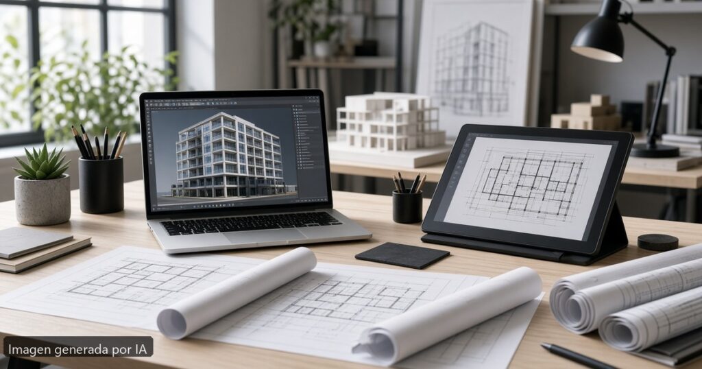 Mejor portátil Revit sin quedarse corto — escena fotográfica realista, imagen generada por IA