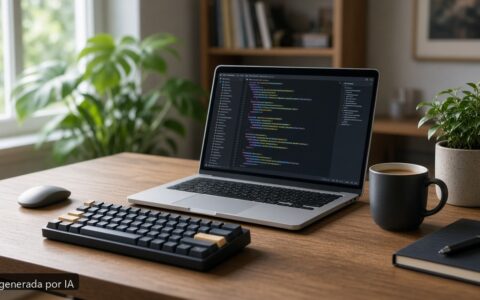 Mejor portátil teletrabajo programadores — escena fotográfica realista, imagen generada por IA