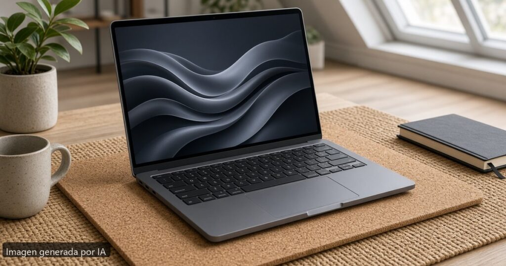 Mejor ultrabook 14 pulgadas 2026 — escena fotográfica realista, imagen generada por IA