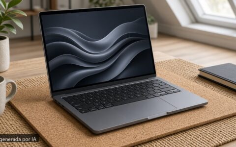 Mejor ultrabook 14 pulgadas 2026 — escena fotográfica realista, imagen generada por IA