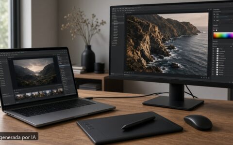 Pantalla 4K portátil diseno necesario — escena fotográfica realista, imagen generada por IA