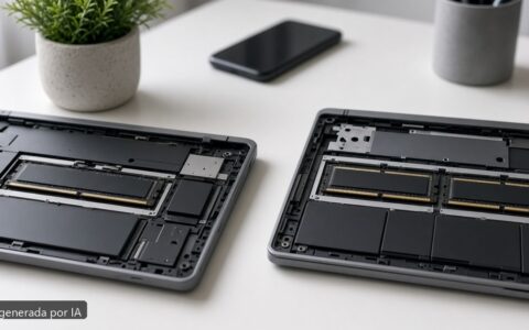 16 GB vs 32 GB programar — escena fotográfica realista, imagen generada por IA