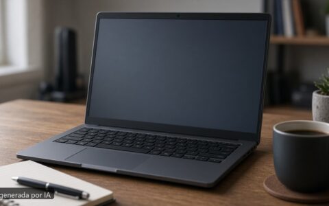 Portátil actualización Windows no arranca — escena fotográfica realista, imagen generada por IA