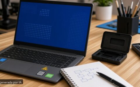 Portátil BSOD MEMORY MANAGEMENT — escena fotográfica realista, imagen generada por IA