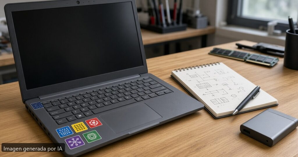 Portátil PAGE FAULT IN NONPAGED AREA — escena fotográfica realista, imagen generada por IA