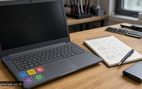 Portátil PAGE FAULT IN NONPAGED AREA — escena fotográfica realista, imagen generada por IA
